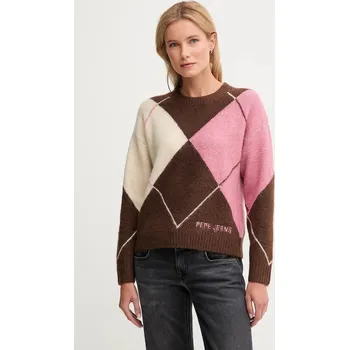 Dámský svetr Svetr z vlněné směsi Pepe Jeans dámský, hnědá barva, PL7000037 89A, vel. M