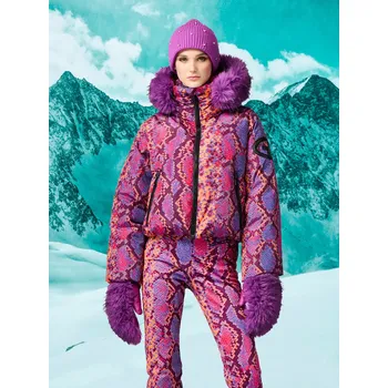 Dámská lyžařská bunda Goldbergh Lucinda Faux Fur Snake Pink