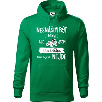 Pánská mikina Pánská mikina s potiskem Sexy zemědělec Velikost (muž): L, Vyberte barvu: Středně zelená