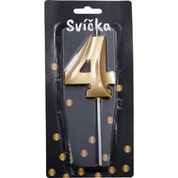 Dortová svíčka Párty svíčka číslo 4 Zlatá