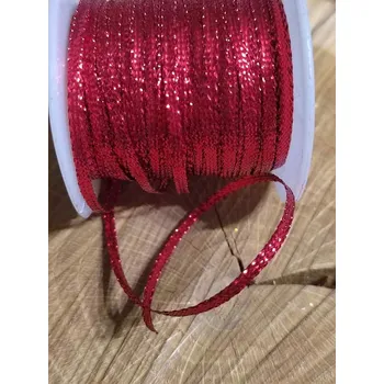 Stuha Dekorační stuha s lurexem šíře 3 mm barva červená