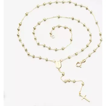 Náhrdelník Dámský náhrdelník žluté zlato 585 růženec s Madonkou a křížkem 15R-039 délka 50 cm