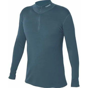 Jitex Kacun 901 modrošedá pánské triko dlouhý rukáv zip u krku - Merino vlna - XXL