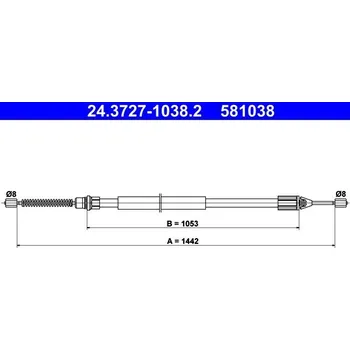 Lanko parkovací brzdy Tažné lanko, parkovací brzda ATE 24.3727-1038.2