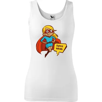 Dámské tílko s potiskem Super máma Velikost: 2XL, Barva: Bílá