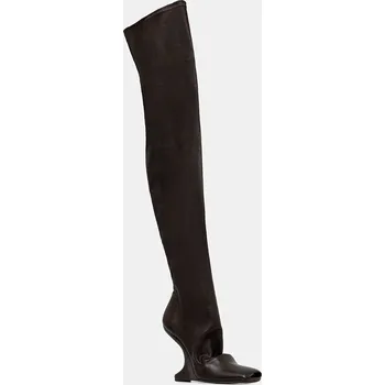 Dámské kozačky Kožené kozačky Rick Owens Lilies Cantilever 11 dámské, hnědá barva, na klínku, LI02E3801.LS 88X, EUR 40