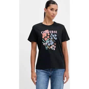 Dámské tričko Bavlněné tričko Converse dámské, černá barva, CVW5T235 99X, vel. L