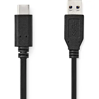 NEDIS USB kabel | USB 3.2 Gen 2 | USB-A Zástrčka | USB-C™ Zástrčka | 60 W | 10 Gbps | Poniklované | 1.00 m | Kulatý | PVC | Černá | Label
