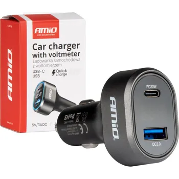 Autodoplněk AMIO Rychlonabíječka s voltmetrem 30W 12/24V