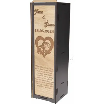 Stojan na víno Dřevěná krabička na víno - Na svatbu