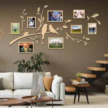 Rám na obraz Dřevěný fotorámeček na zeď - Ptáci na větve