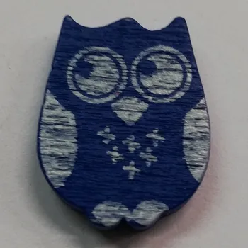 Dětské navlékací korálky Dřevěné korálky - sovička tmavě modrá - 19x25mm - 1ks