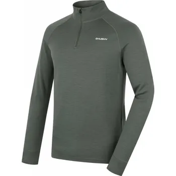 Pánská mikina Husky Aron Zip M khaki pánská funkční sportovní mikina Merino vlna - L