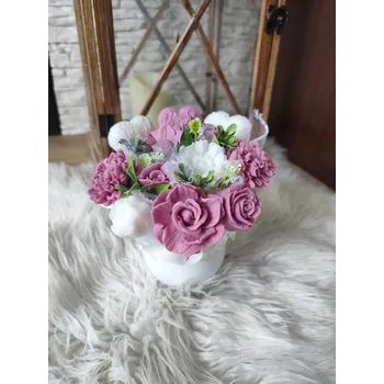 umělá květina Mýdlová kytice mini - Růžovo fialová