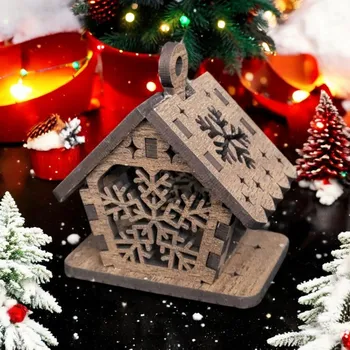 Vánoční dekorace Dřevěný domeček na stromeček - 2 vzory