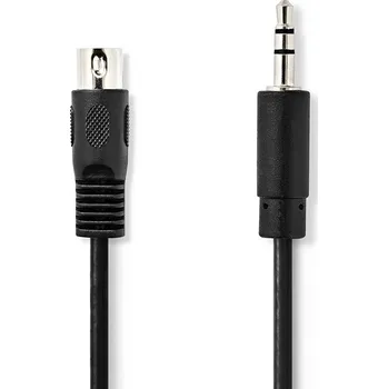 Audio kabel NEDIS DIN Audio Kabel | DIN 5pinová Zástrčka | 3,5 mm Zástrčka | Poniklované | 1.00 m | Kulatý | PVC | Černá | Label