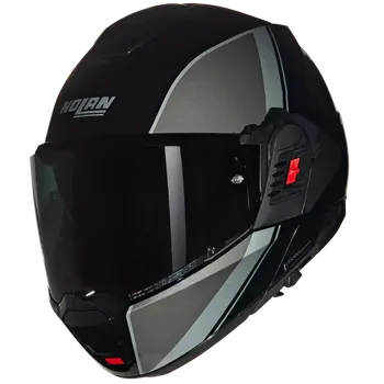 Helma na motorku Překlápěcí helma N120-1 Lineo N-com 348 (černá, stříbrná, bílá), vel. S