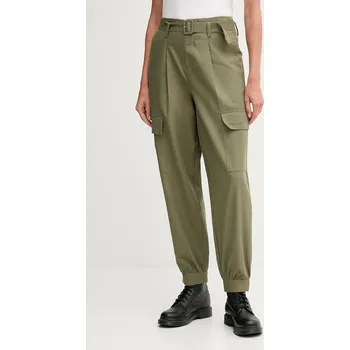 Dámské kalhoty Kalhoty Pepe Jeans dámské, zelená barva, kapsáče, high waist, PL2100016 97X, vel. M