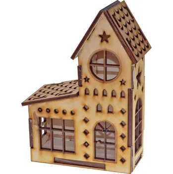 Vánoční dekorace Dřevěný domeček 14,5 cm