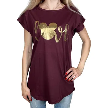 Dámské tričko Emola Dámské tričko s krátkým rukávem HELENA Barva: Vínová, Velikost: L