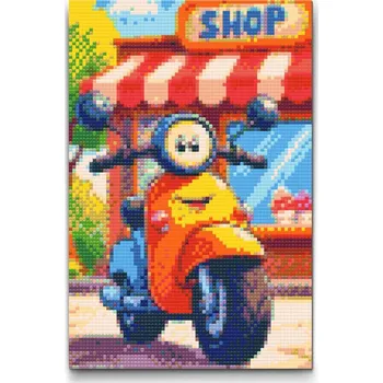 Diamantové malování Diamantové malování - Skútr pro děti Velikost: 20x30cm, Rámování: Pouze srolované plátno, Diamanty: Kulaté