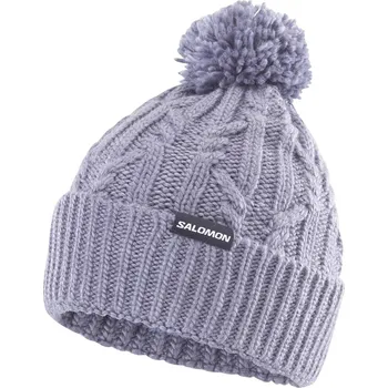 Čepice Salomon Ivy Beanie blue granite C26304 dámská pletená zimní čepice s vnitřní čelenkou - Šedá