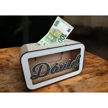 Pokladnička Dřevěná pokladnička s jménem