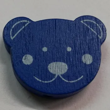 Dětské navlékací korálky Dřevěné korálky - medvídek tmavě modrý - 25x20mm - 1ks