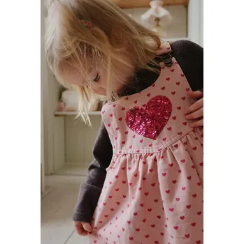 Dámské šaty Dětské bavlněné šaty Konges Sløjd NOLA SEQUIN SPENCER DRESS GOTS růžová barva, mini, KS103949 KS103949.9BYA 30X, vel. 134-140