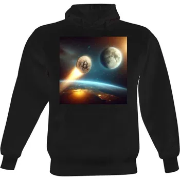Pánská mikina Pánská mikina s kapucí s potiskem Bitcoin to the Moon pánské