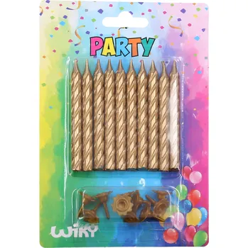 Svíčky 10ks + stojánky 10ks Zlaté