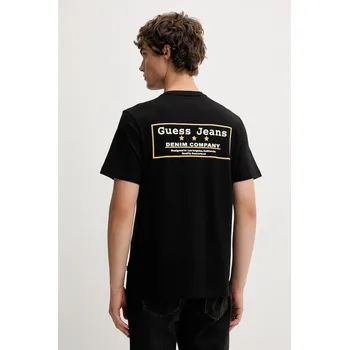 Bavlněné tričko Guess Jeans pánské, černá barva, s potiskem, M5BI39 K8FQ4 M5BI39.K8FQ4 99X, vel. XL