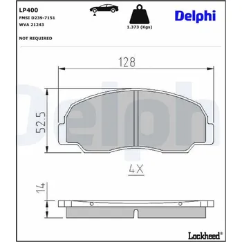 Brzdová destička Sada brzdových destiček, kotoučová brzda DELPHI LP400