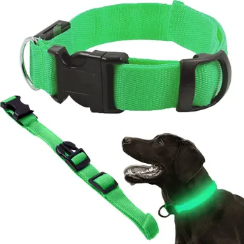 Obojek pro psa Verk LED osvětlovací obojek pro psy a kočky nastavitelný 36-59cm Barva:: Zelená