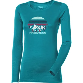 Progress Hela Landscape zelený melír dámské triko dlouhý rukáv 100% merino vlna - L
