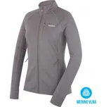 Husky Alou L šedo-zelená dámská funkční sportovní mikina celorozepínací Merino vlna - XXL