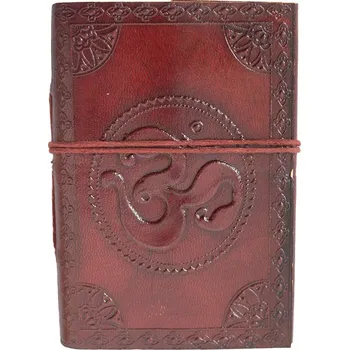 Umělecký papír Kožený zápisník Óm - úzký, ruční výroba, Sittar mini - POSLEDNÍ KUS!