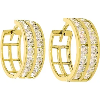 Náušnice Goldstore Zlaté kruhy se zirkony Váha: 3.13 g