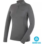 Husky Aron Zip L tm. šedo-zelená dámská funkční sportovní mikina Merino vlna - L