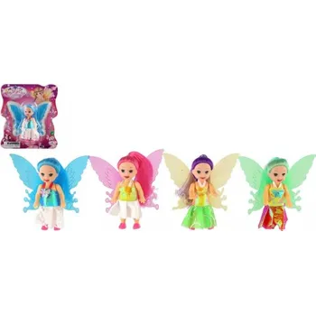 Panenka Teddies Panenka víla s křídly plast 10 cm 4 barvy (1 ks)