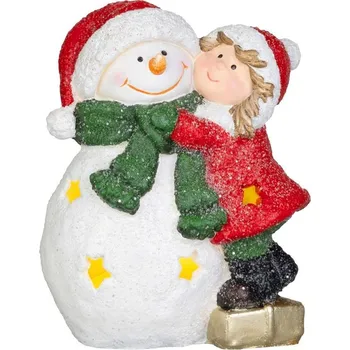 Vánoční dekorace Dekorácia MagicHome Vianoce, dievčatko so snehuliakom, LED, 8x12.5x15.8 cm