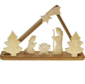 Vánoční dekorace Ručne vyrezávaný drevený betlehem