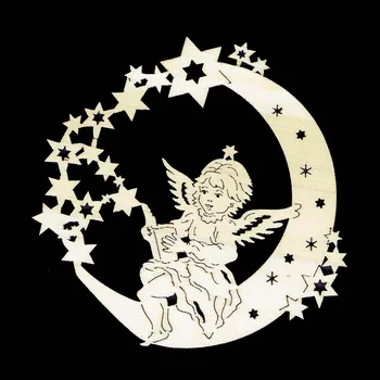 Vánoční dekorace Vánoční ozdoba - Anděl na měsíci s knihou 9 cm