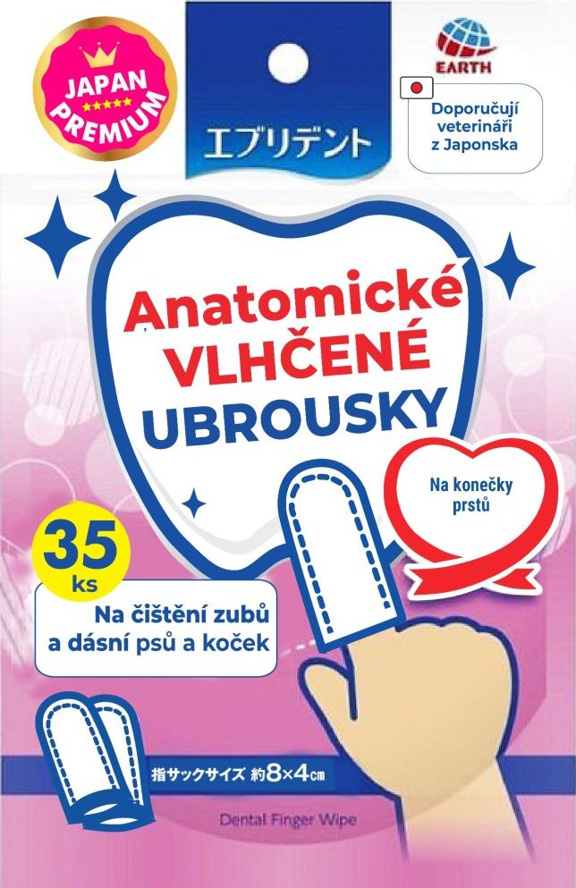 Vlhčené ubrousky na konečky prstů na čištění zubů a dásní