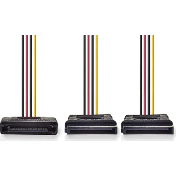 Napájecí kabel NEDIS Interní Napájecí kabel | SATA 15kolíkový Zástrčka | 2x SATA 15kolíková Zásuvka | Pozlacené | 0.15 m | Kulatý | PVC | Vícebarevné | Box