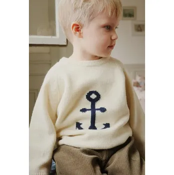 Dívčí svetr Dětský svetr Konges Sløjd ANCHOR KNIT SWEATER KS104063.9BYA béžová 01X, vel. 110-116