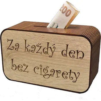 Pokladnička Dřevěná pokladnička s nápisem - Za každý den bez cigarety