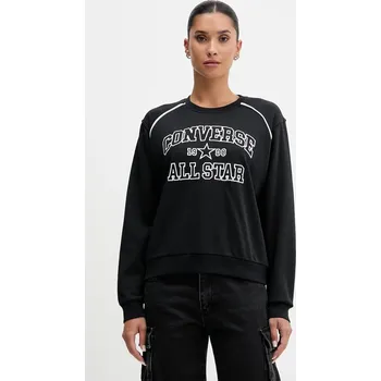 Dámská mikina Mikina Converse dámská, černá barva, s aplikací, CVW5K257 99X, vel. XS