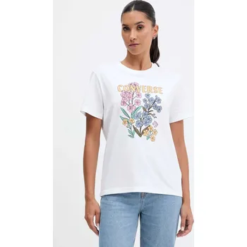 Dámské tričko Bavlněné tričko Converse dámské, bílá barva, CVW5T235 00X, vel. S