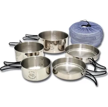 Kempingové nádobí VAR (ALB Forming) Everest nerezové kempingové nádobí pětidílné